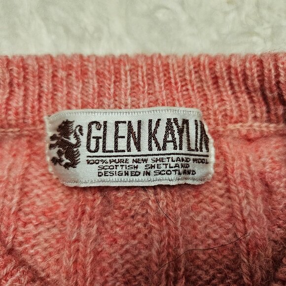Vintage Glen Kaylin Pink 100% Pure Shetland Wool Knit Sequin Detail Sweater S - Picture 9 of 10